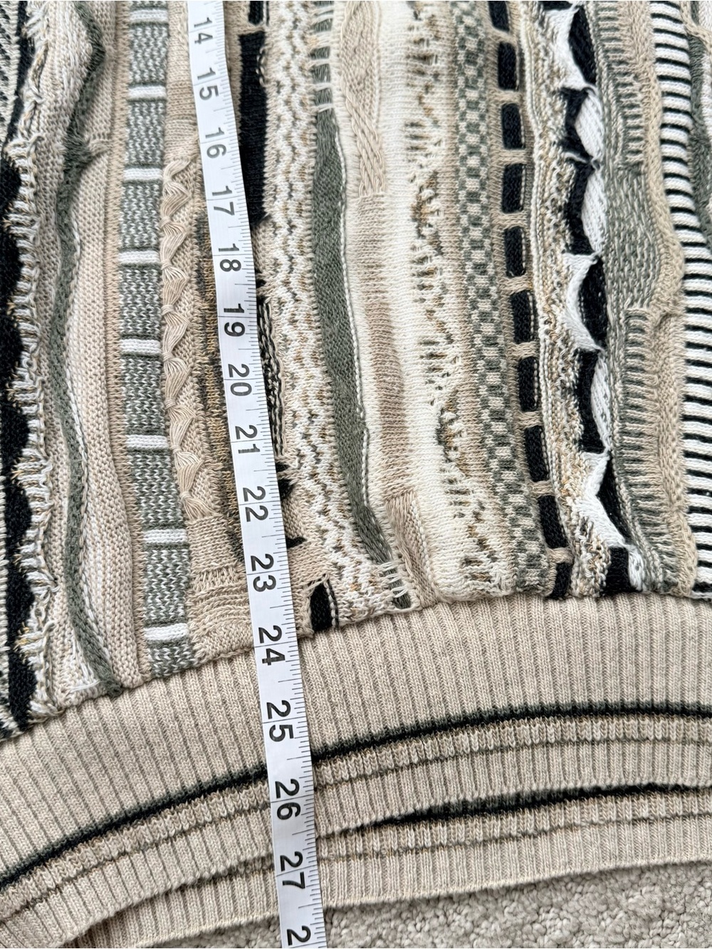 American Vintage Coogi Style Beige and Black Striped Knit Sweater - Picture 4 of 5